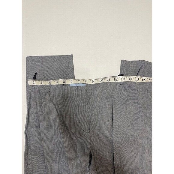 New 28 x 25 Womens Designer Prada Milano Pants 38 2 Crop Gray Black White Slacks - Picture 9 of 11